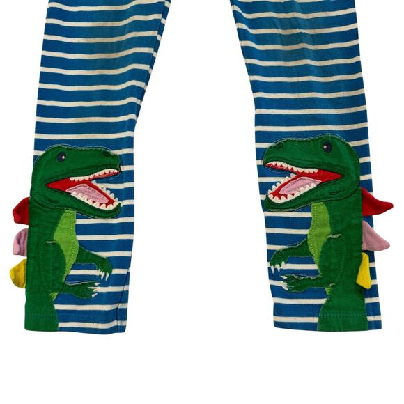 MINI BODEN Dinosaur Stripe Appliqué Leggings Size 7-8 Girls Blue White *READ* - Picture 3 of 6